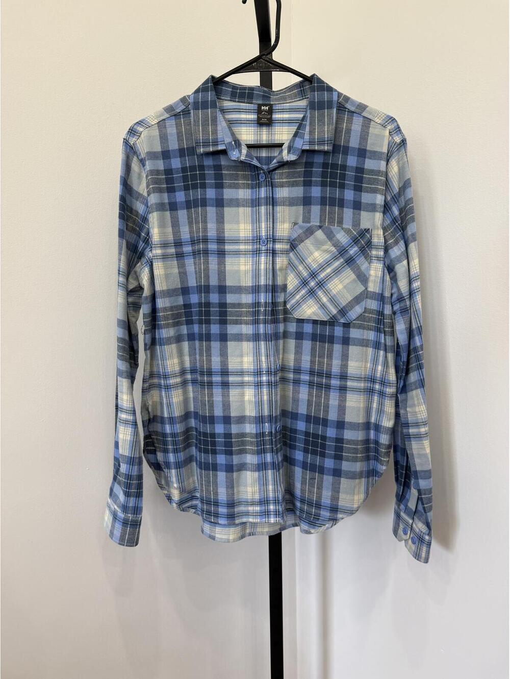 Helly Hansen Blue Plaid Button-Up Shirt Medium Women's Flannel